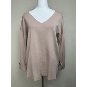 Umgee Women’s Tunic Sweater Sz S 3/4 Cuffed Sleeves V-neck Cotton Blend